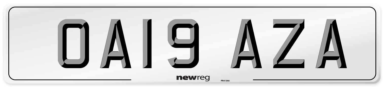 OA19 AZA Number Plate from New Reg